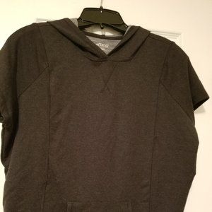 Size Large Woman's short sleeve hoodie (light and dark gray)